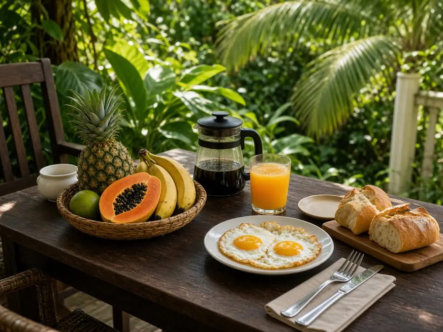 Petit-déjeuner sur la terrasse